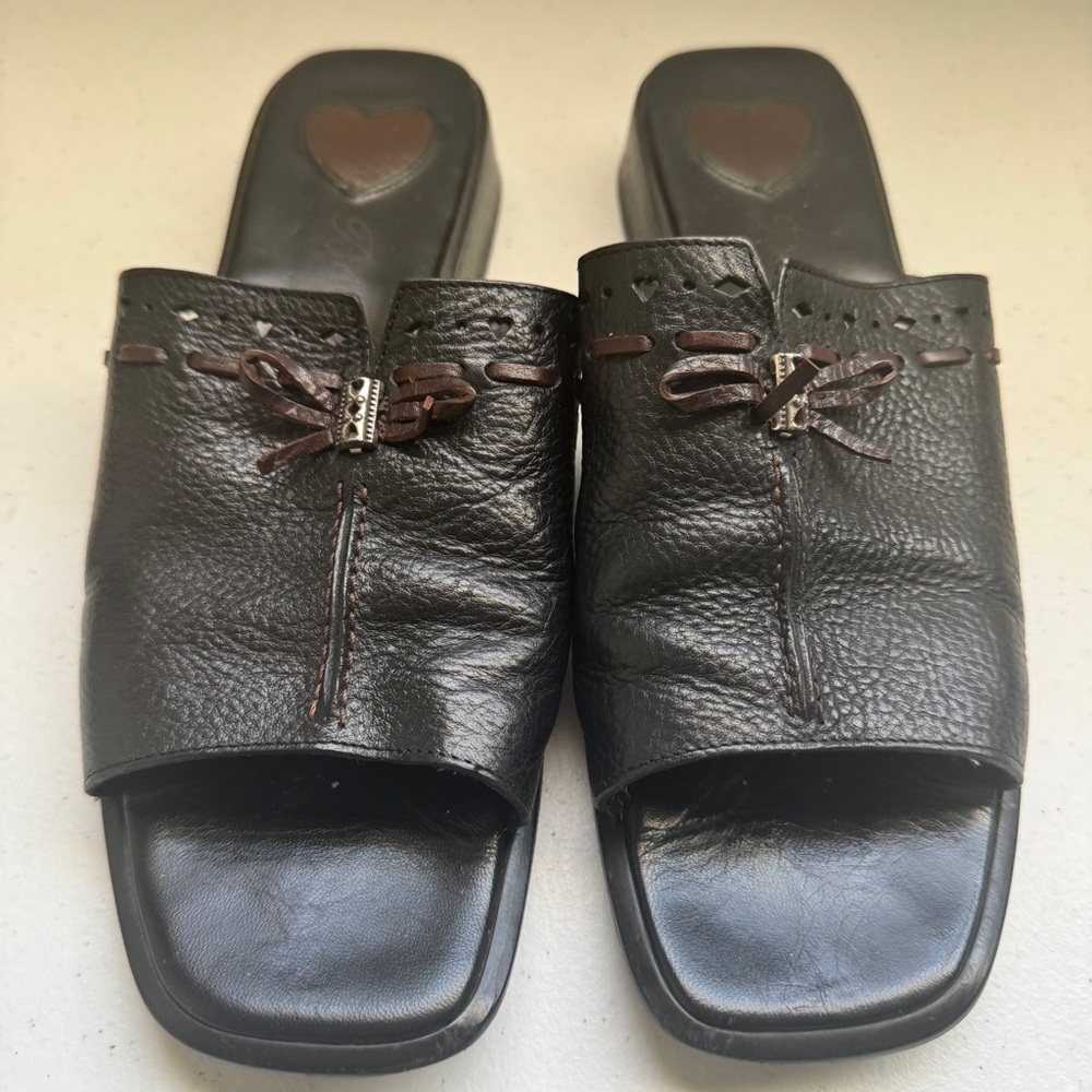 Brighton JAVA Leather Sandals Women's Size 8 Black Brown Made in Italy Casual